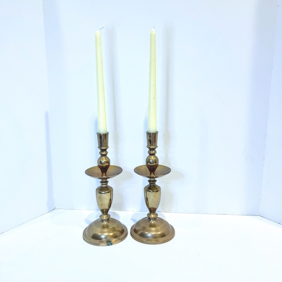 Brass Tall Vintage Candle Holders - Picture 9 of 14
